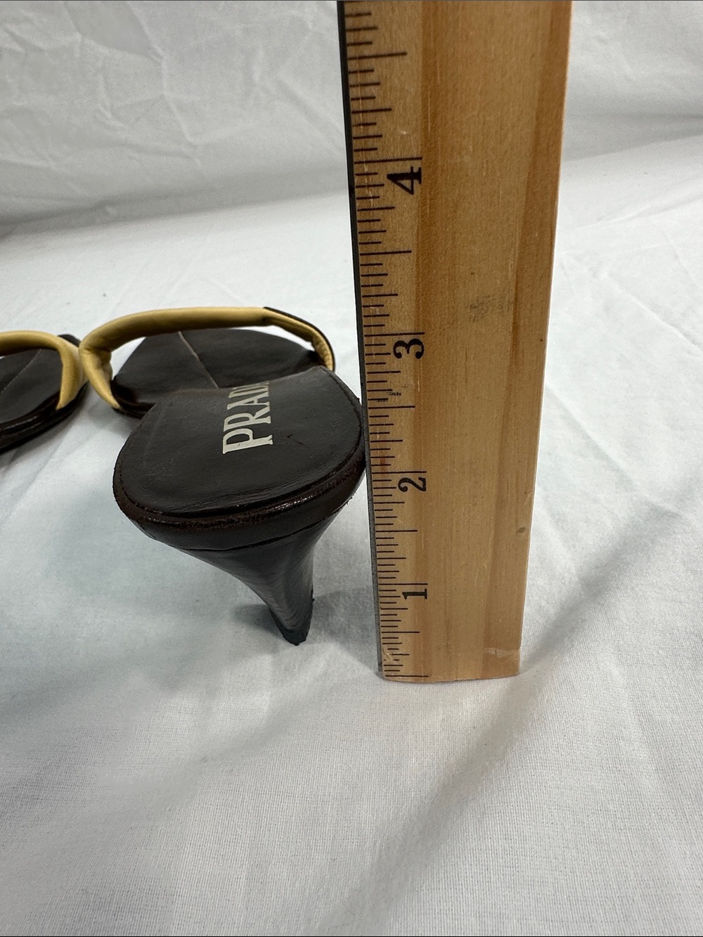 Vintage Prada Leather Mules Kitten Heel Sz 36 US 6 Brown/Tan Slip On Sandals - Picture 9 of 12